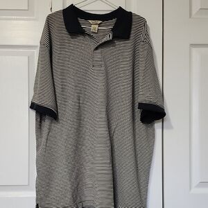 L.L. Bean Black and White Striped Polo Shirt Vintage